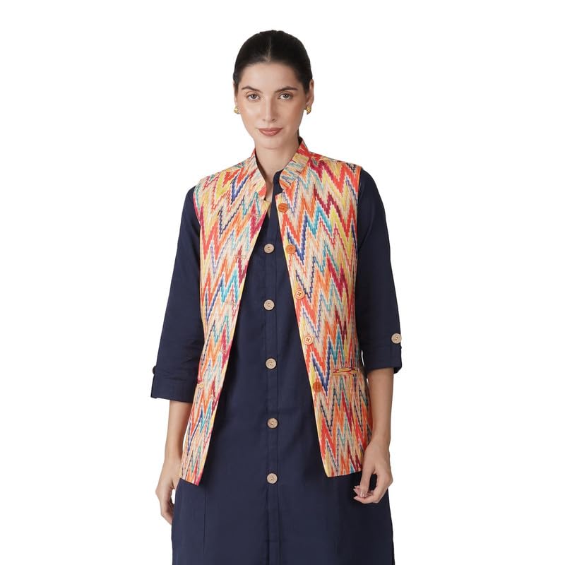vastraa fusion Digital Print Nehru Jacket Silk Ethnic Festive Modi Waistcoat for Women's-picture-52