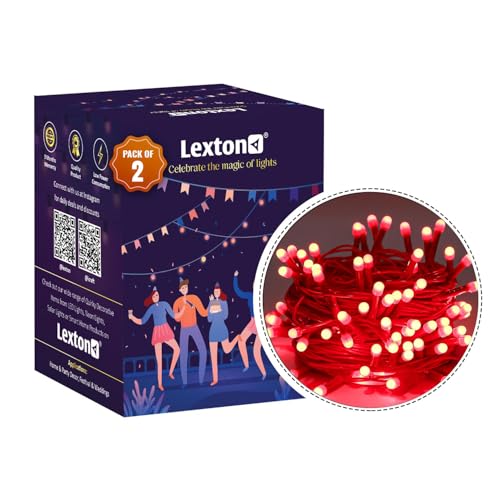 Image of Lexton 40 LED Power Pixel Serial String /Fairy Light | Plug Sourced | Suitable for Home & Outdoor Decoration, Diwali, Christmas, Ramadan, Wedding, Party, Festival (Pack of 2, Red)