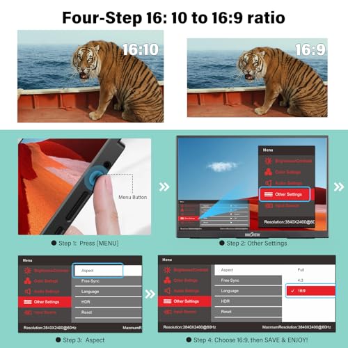 Image of InnoView 16 inch Portable Monitor 120Hz 2.5K QHD 2160x1600 100% sRGB Laptop Screen Extender | 2 x Type-C & HDMI Portable Monitor for Macbook /Switch /PS5 /Xbox(Adapter Excluded)