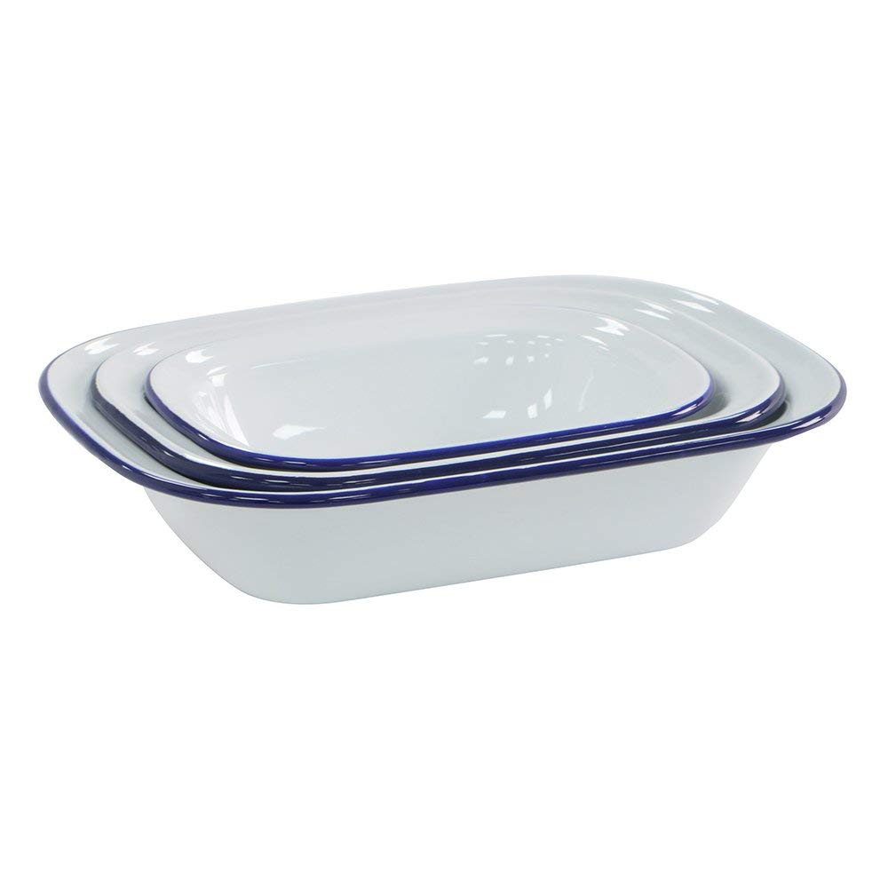 Set of 3 Enamel baking tray/Pie dish- 20cm,24cm,26cm