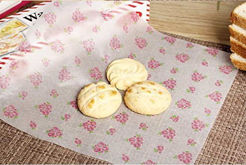 Wax Paper,Food Picnic Paper,50 Sheets Grease Proof Paper,Waterproof Dry Hamburger Paper Liners Wrapping Tissue For Plastic Food Basket By Meleg Otthon(Floral Pattern) #TOP1