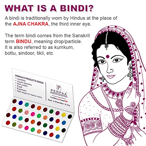 Image of PERPAA Premium Velvet Sticker Kumkum Bindi Box of 15 Flaps - Pottu for Women,Ladies, Girls (Size 04, Diameter 8mm, Multicolor)