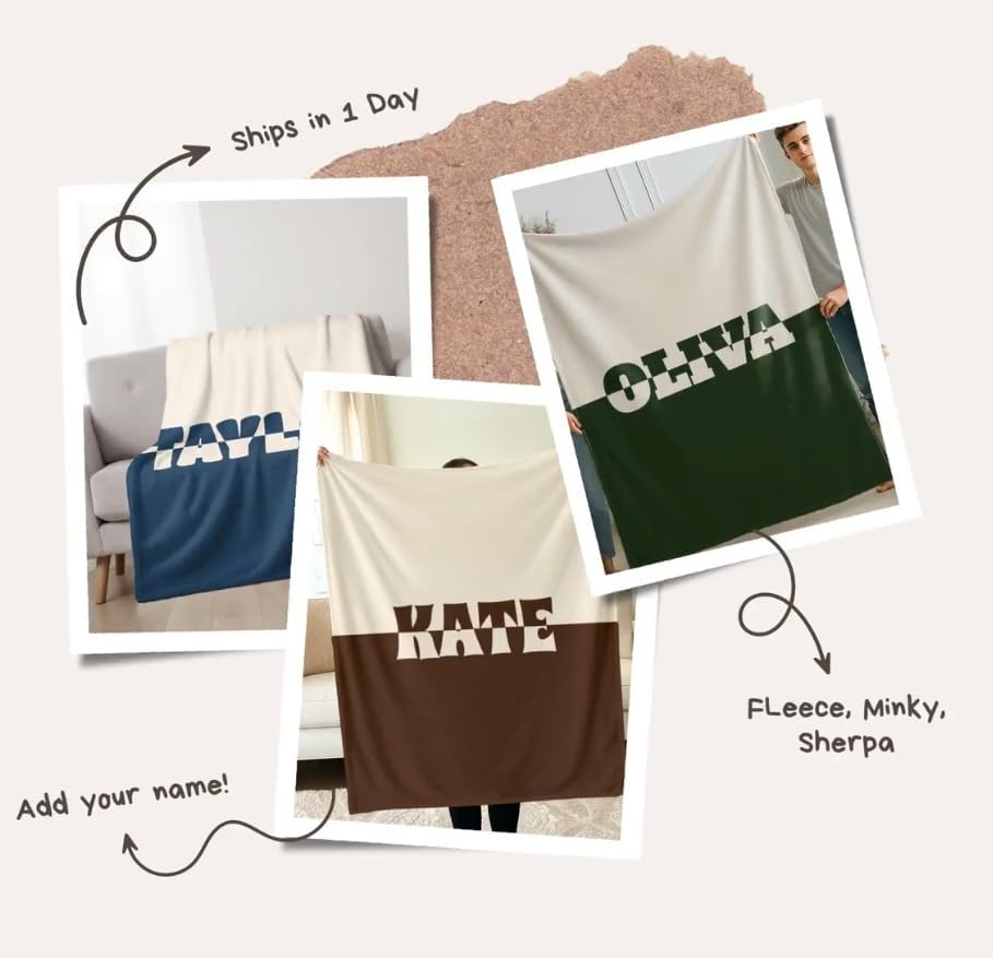 Personalized Blankets and Throws Custom Blanket with Name Customized Minky Velvet for Kids Christmas Blanket Gifts for Adult Couples Teen Girls Boys - Image 2