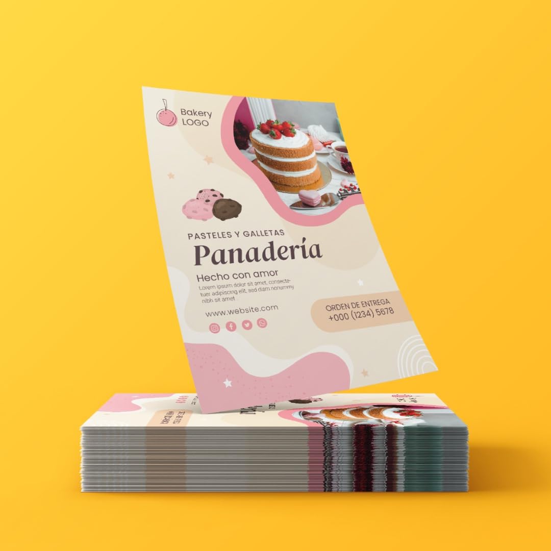 Flyers Personalizados - Folletos Publicitarios para Empresas - Añade Colores, Textos, Imagen, Logo – Papel Brillante - Distintas medidas gramajes y cantidades (A5 (14.8x21cm))