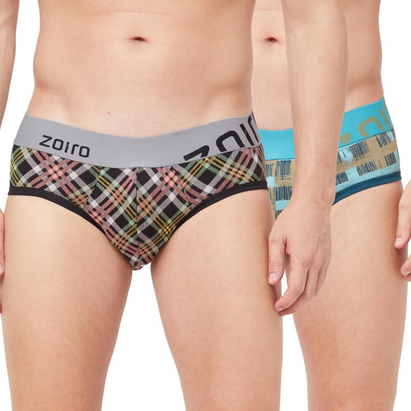 Zoiro Men’s Cotton Blend Printed Trend Brief (Pack of 2) |Colours May Vary