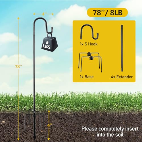 COCONUT Gancho Shepherds para alimentadores de pássaros para atividades ao ar livre, gancho de pasto
