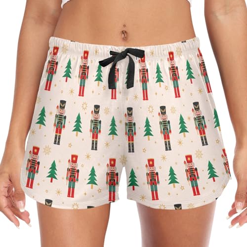 JHKKU Bermuda de dormir macia com bolsos, calça curta confortável para mulheres, Quebra-nozes de Nat