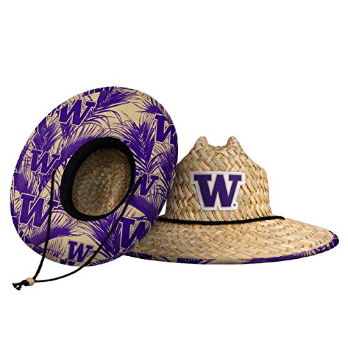 Image of FOCO Men's NCAA College Team Logo Floral Straw Sun Hat
