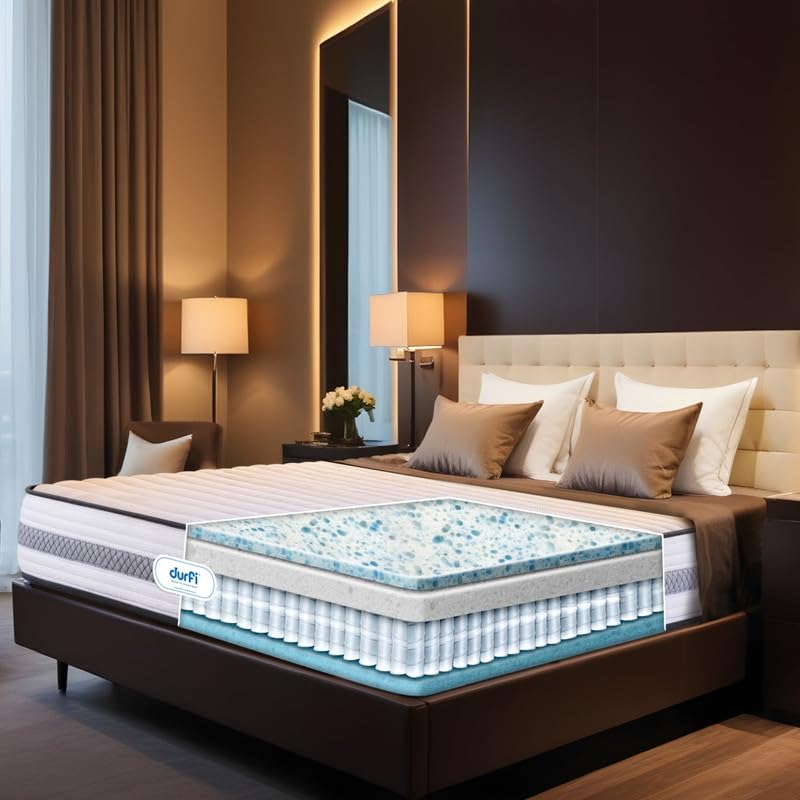 Image of durfi Hybrid 6 Inches Pocket Spring & Memory Foam Mattress | King Size (84x72x6) | Soft | CertiPlus Us & Certiguard Technology | 10 Years Warranty