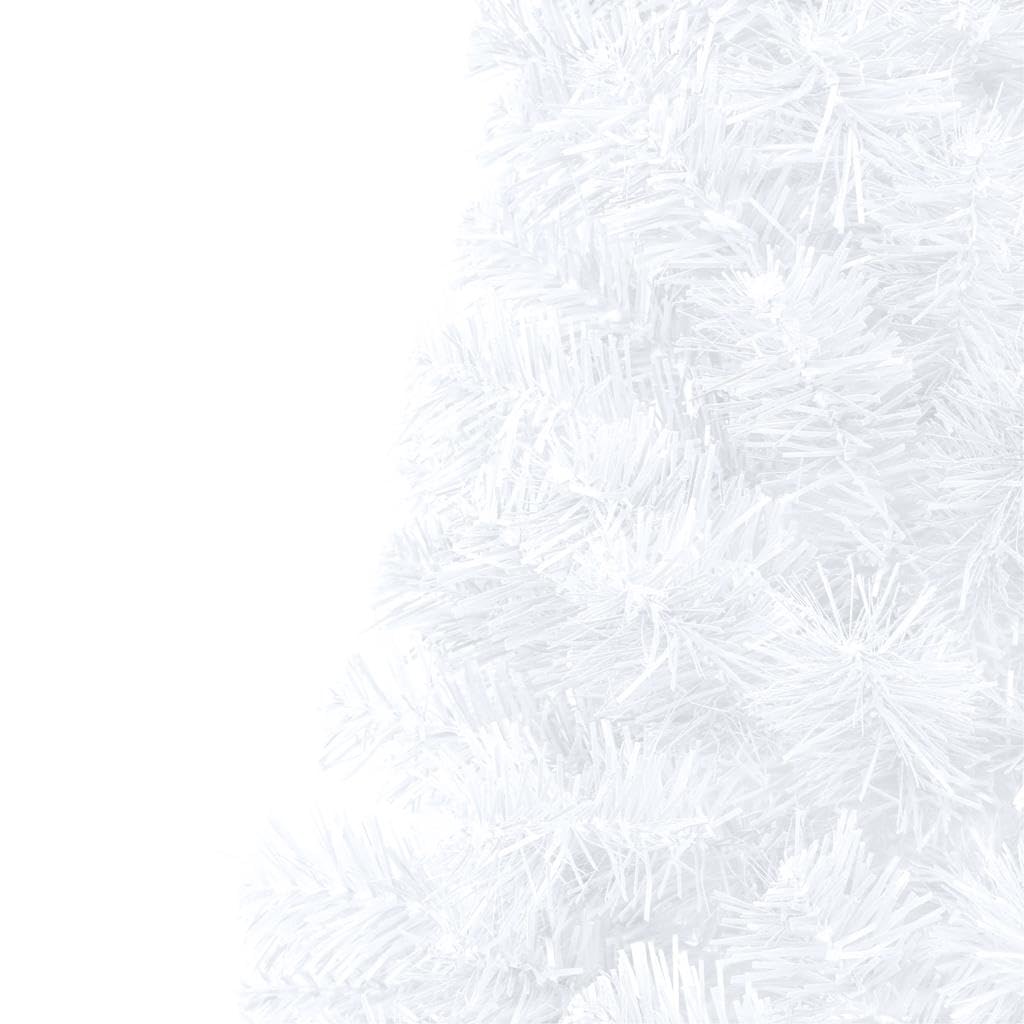 Semi albero di Natale artificiale, 240 cm, bianco, con 150 LED, 1050 punte, con sfere e punta, salvaspazio per parete, decorazione festiva