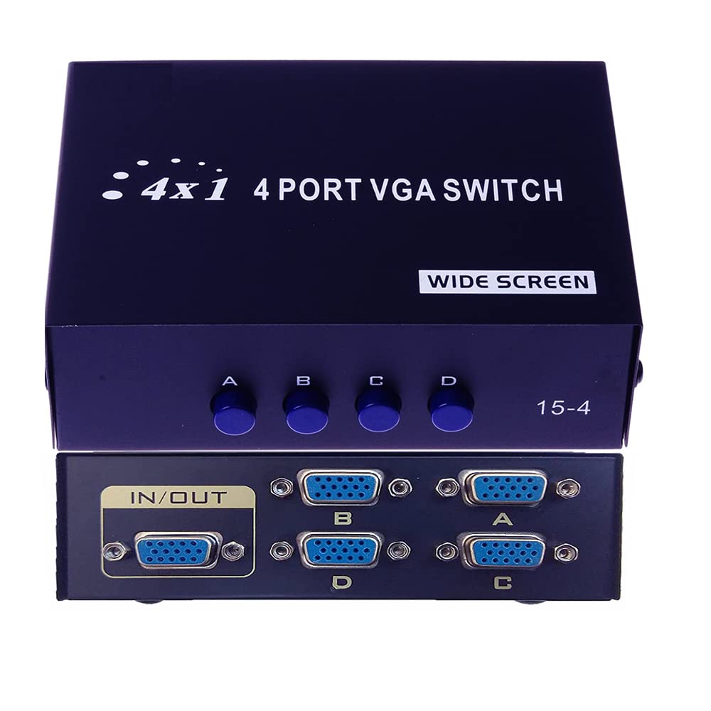 Meshiv 4 Port VGA Switch for 4 PC to Share 1 Monitor and 4 Monitor to Share 1 PC VGA Switch Press Button Four Way VGA Vedio Switch for PC TV Monitor - Black (B0BT9VVGYG) Amazon Price History, Amazon Price Tracker