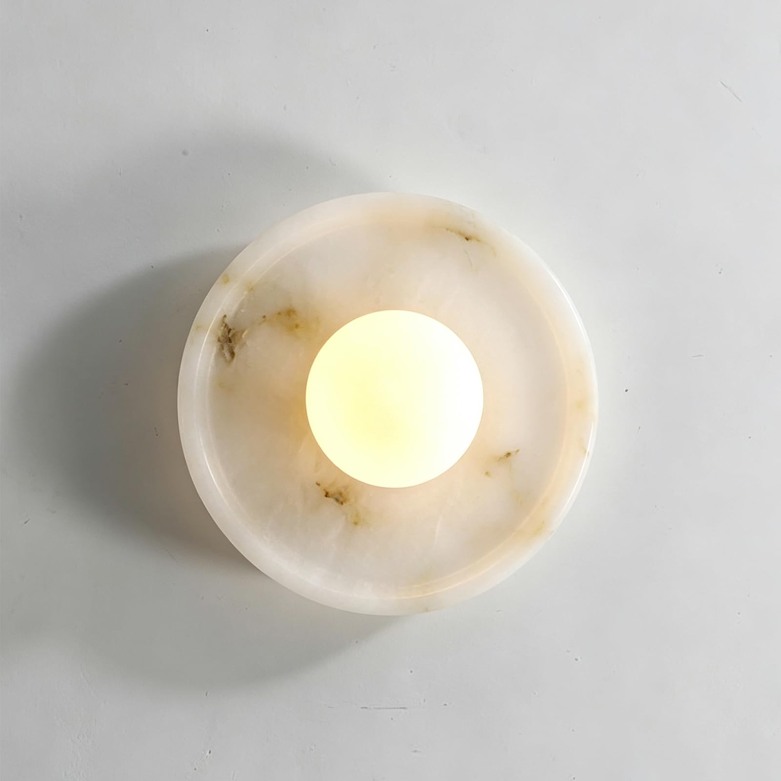 Kikioo Modern Alabaster Wall Light Fixtures with Globe Glass Shade G9 for Living Room