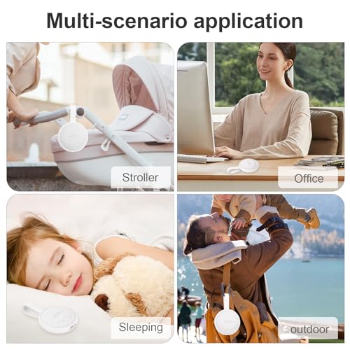 Image of White Noise Sound Machine for Sleeping Adults & Baby, Portable Noise Machine with 24 Soothing Sounds, Bluetooth 5.1, Battery Powered, 3 Timer Settings, Memory Function for Home, Office, Travel (White)