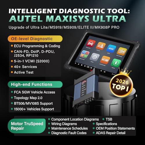 Autel MaxiSys Ultra Autel Scanner: 2026 Top Intelligent Diagnostic Tool with 5-in-1 VCMI, Motor TruSpeed, J2534 ECU Programming, 40+ Services, Topology Map 2.0, Up of MS908S Pro Elite/MS909/MS919 - Image 3