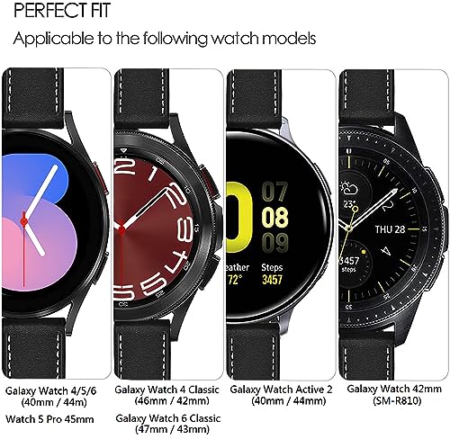 Image of Olytop Galaxy Watch 5 Pro Bands 45mm, Galaxy Watch 6 /4 Classic Band 47mm 46mm 43mm 42mm, Samsung Galaxy Watch 6 /5 /4 /Acitve 2 Bands 44mm 40mm, 20mm Leather Wristband Replacement Strap for Men Women