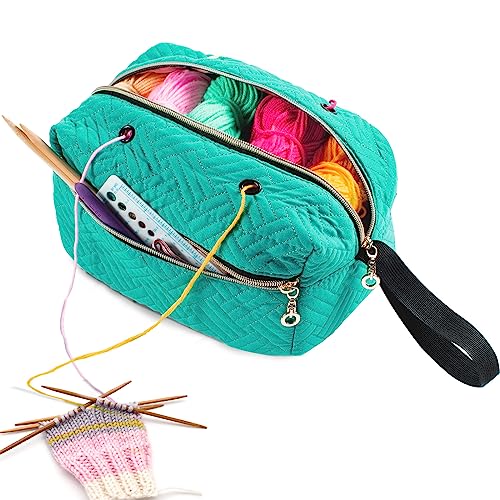 MYBAGZING Organizador de sacos de crochê pequeno – Bolsa de tricô – Organizador de armazenamento de fios – Bolsa de fios para crochê – Suporte de fios para acessórios de crochê, agulhas de tricô, agulhas de crochê, presentes de tricô