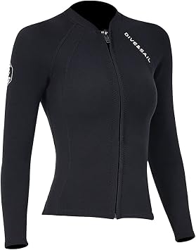 Wetsuit Top Women Men 2MM Neoprene Wetsuit Jacket Long Sleeve Diving Surfing Top, 3MM 1.5MM Wetsuits Shirt Vest Scuba Swimming Snorkeling Suit Swimsuit Warm Front Zip for Water Sports