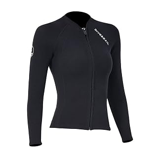 Wetsuit Top Women Men 2MM Neoprene Wetsuit Jacket Long Sleeve Diving Surfing Top, 3MM 1.5MM Wetsuits Shirt Vest Scuba Swimming Snorkeling Suit Swimsuit Warm for Water Sports (2mm Women, XXL)