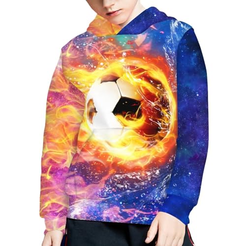 Image of WELLFLYHOM Boys Hooded Sweatshirts Hoodie Pullover Cool Graphic Crewneck Blouses Size 6-16