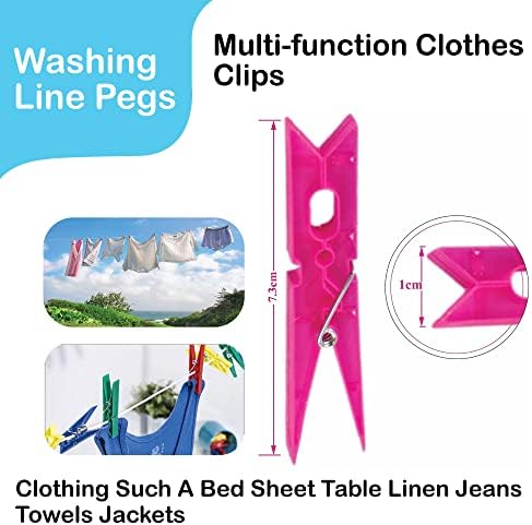 Plastic Clothes Pegs Clips Heavy Duty Laundry Clip Metal Springs Air-Drying Clothing Washing Line Non-Slip Windproof Peg Air Dry Indoor Outdoor Jumbo Storm Home Garden Assorted Colors 22PCs