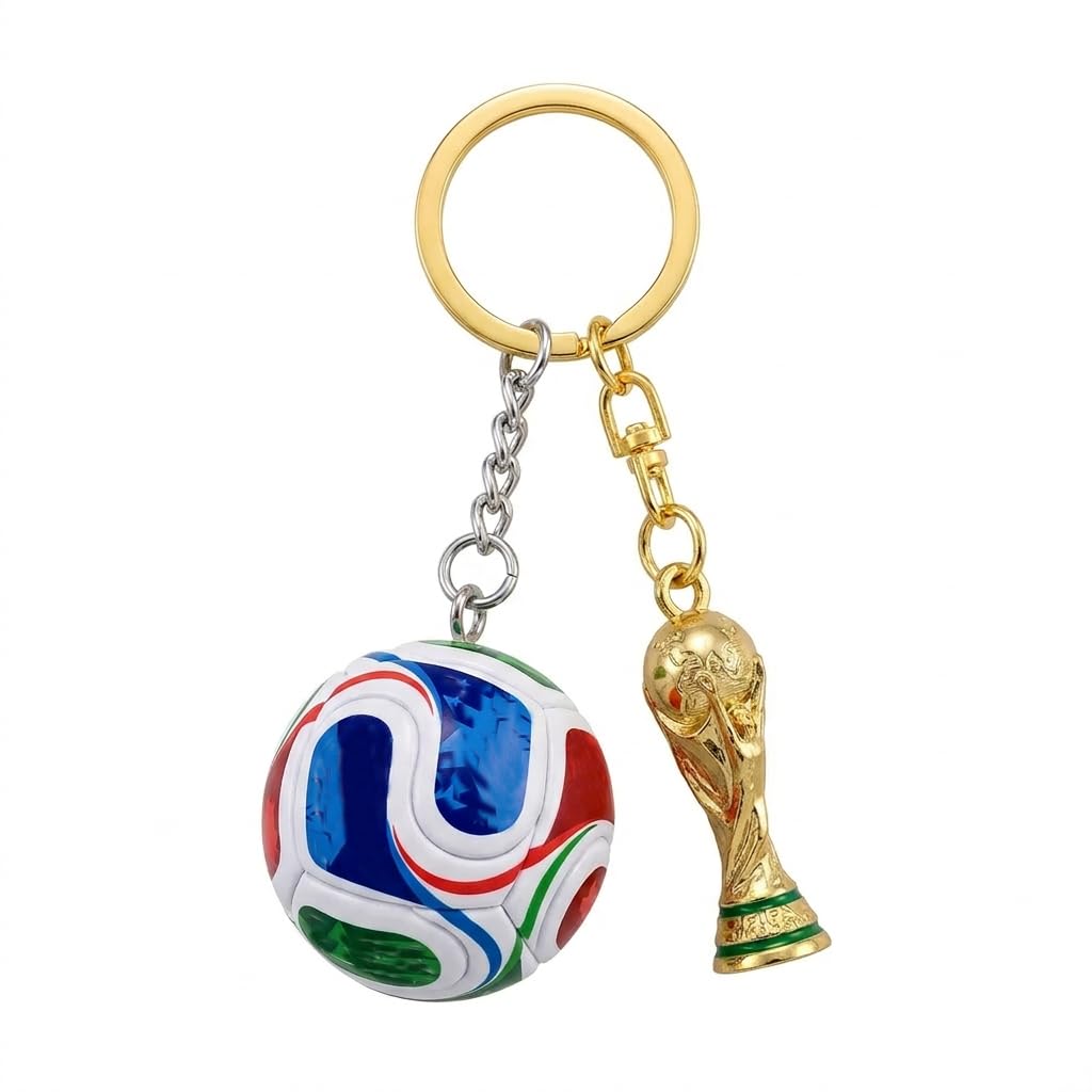 Football Soccer Keychain Set with World Cup Trophy and Ball, Souvenir Keyring, Gift Set of 2 Pieces, Limited Edition 2026 Bag Charms HumbleCharms