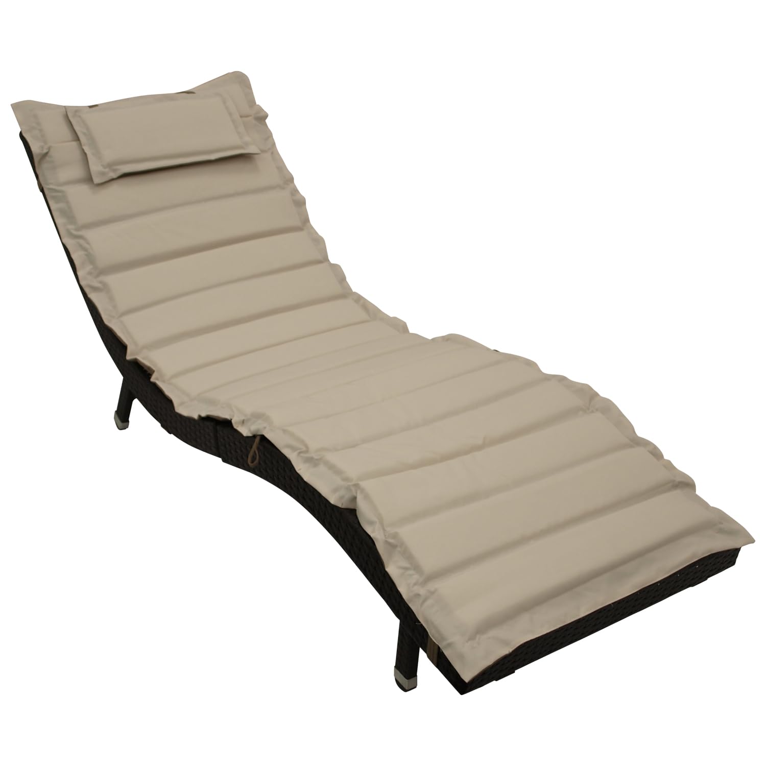 Gartenliege Sonnnliege Piacenza, Polyrattan braun, klappbar, mit Wendeauflage, Outdoor