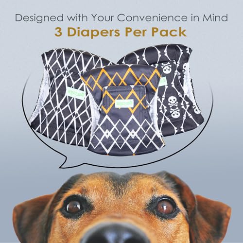 Image of wegreeco Washable Male Dog Belly Band (Stylish Pattern)- Pack of 3 - Washable Male Dog Belly Wrap, Dog Diapers Male (Black Geometric, X-Large)