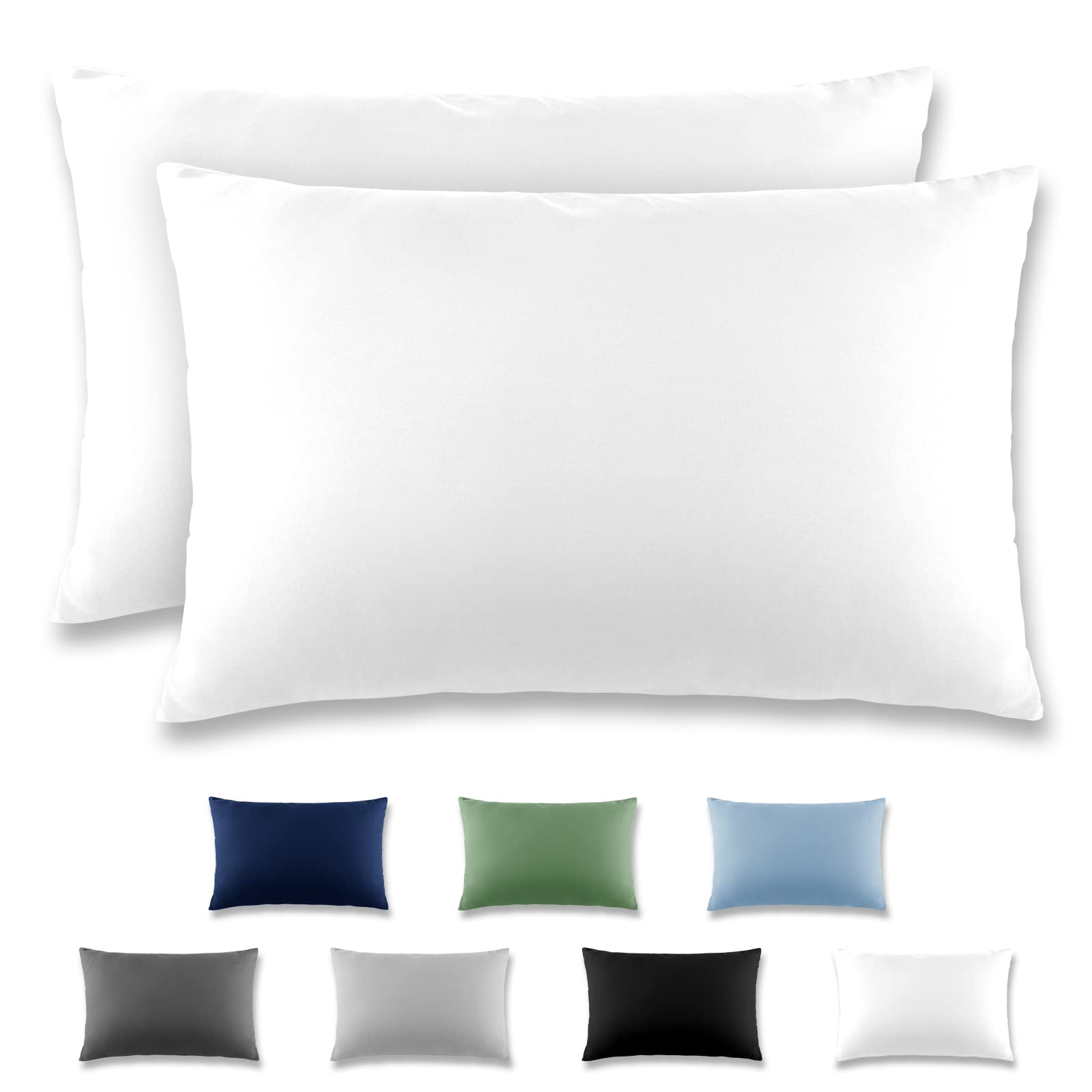 Set 2 Federe 50x80 Cm - 100% Microfibra Morbida, Chiusura A Patta, Azzurro - Foto 2