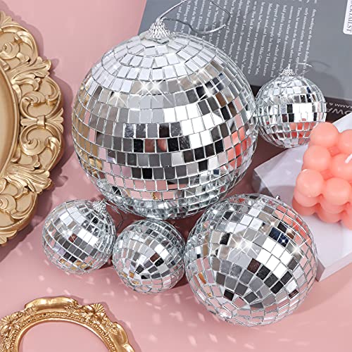 8 Pieces Mirror Disco Balls Silver Hanging Disco Light Mirror Ball For Retro Party, Fun Party, Home Bands Decorations #TOP6