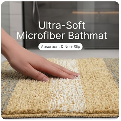 Image of Saral Home Soft Microfiber Anti-Skid Bath Mat Pack of 2 (Taupe, 35X50 cm)