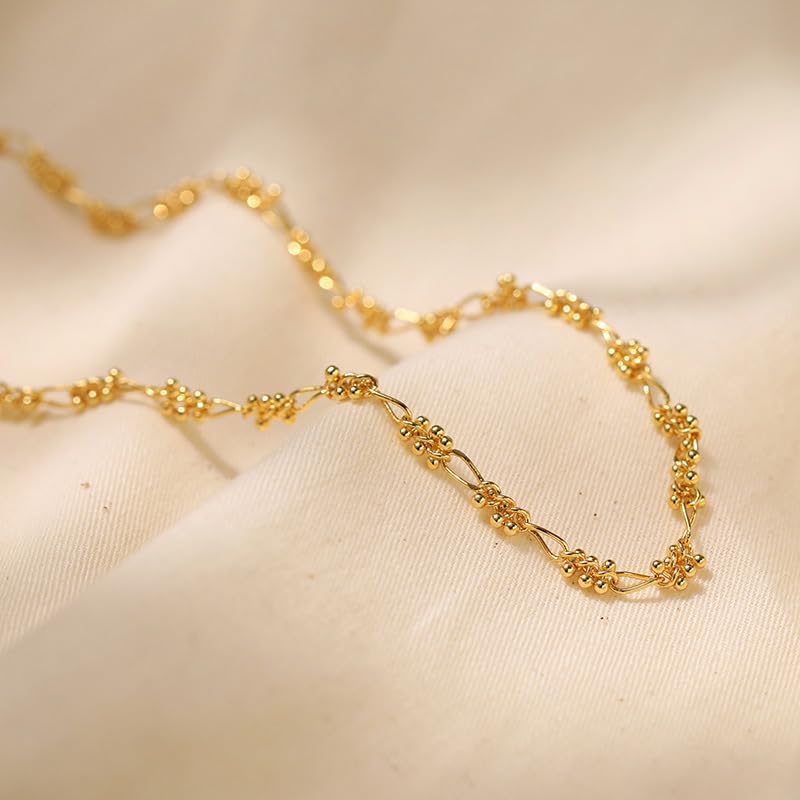 18K Gold Plated Necklace for Women Beads Link Choker Dainty Chain Necklaces - Image 7