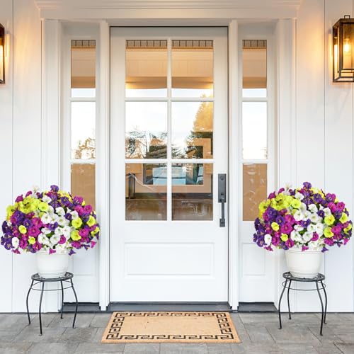 12 Bundles Artificial Flowers Outdoor UV Resistant Fake Flowers Realistic No Fade Faux Silk Morning Glory Plastic Eucalyptus Leaf Garden Porch Yard Vase DIY Indoor Decor (Mix Color image 4