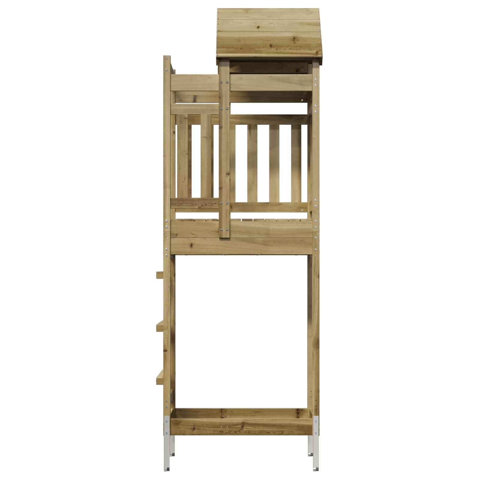 vidaXL Spielturm Braun 52,5 x 85 x 238 cm Massives imprägniertes Holz, Moderner Outdoor-Spielplatz, robuster Garten-Spielbereich, Abenteuer-Turm für Kids, Spaß im Hinterhof