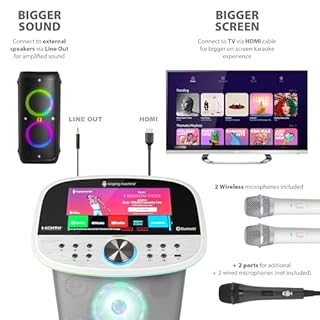 Singing Machine Platinum Plus – Wi-Fi Karaoke Machine for Adults & Kids with 2 Wireless Microphones, Bluetooth Party Speaker, Voice Effects, YouTube & Spotify Streaming – The Ultimate Party System