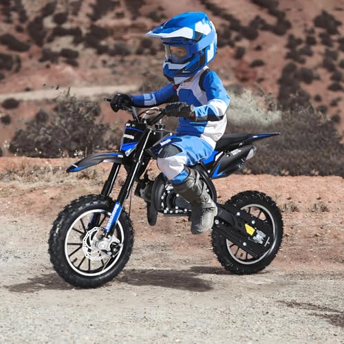 Image of 50cc Dirt Bike for Adults & Kids-Kids Dirt Bike 2-Stroke Gas Powered Off Road Motorcycle Mini Bikes with Speeds up to 40 MPH for Uphill and Off-Road Conditions Pull Start ﻿ (Blue)
