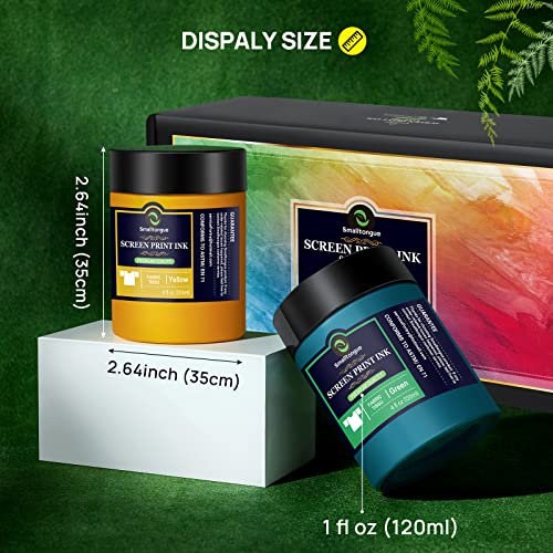 Smalltongue Fabric Screen Printing Ink, 8 Colors X 4 Fl Oz(120Ml), Chalk Paste Paint For Silk Screen, Transfer Paste For Screen Print, For Diy Home Decor, Fabric, Shirts, With Gift Packing #TOP2