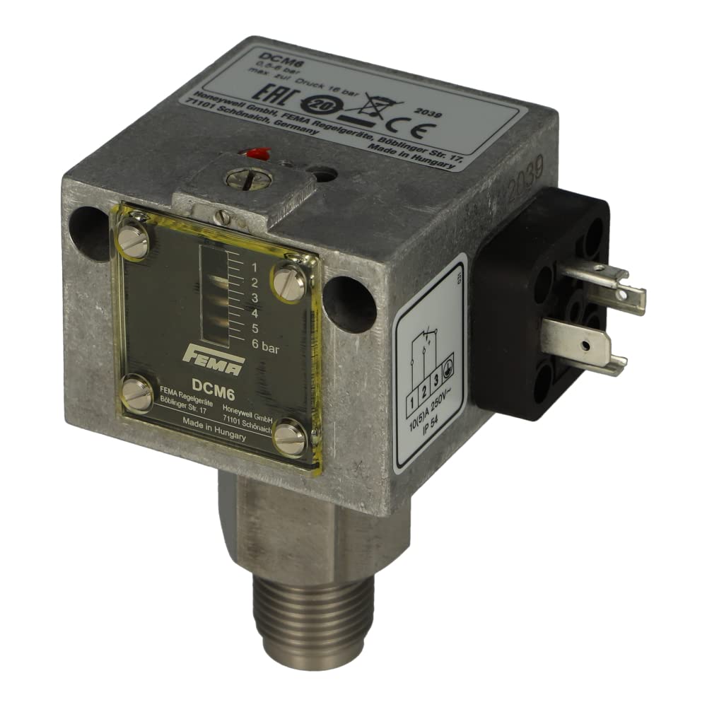 DCM6 | HONEYWELL PRESSURE SWITCH FOR LIQUID,GAS(DCM), PRESSURE RANGE 0.5-6 BAR, SWITCHING 0,15 BAR