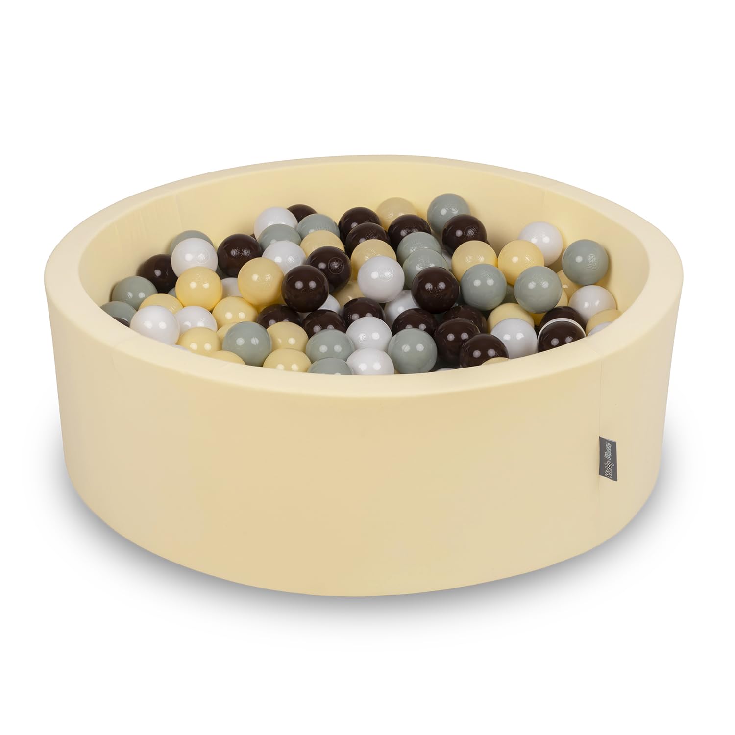 KiddyMoon Soft Ball Pit Round 90X30cm/200 Balls ∅ 7Cm/2.75In For Kids, Foam Ball Pool Baby Playballs, Butter: Green Gray/Pastel Yellow/Brown/White — image 1