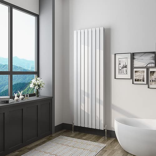 Acezanble 1600x544mm Vertical Flat Panel Radiator White Double Modern Central Heating Radiators for Bathroom Kitchen Living Room
