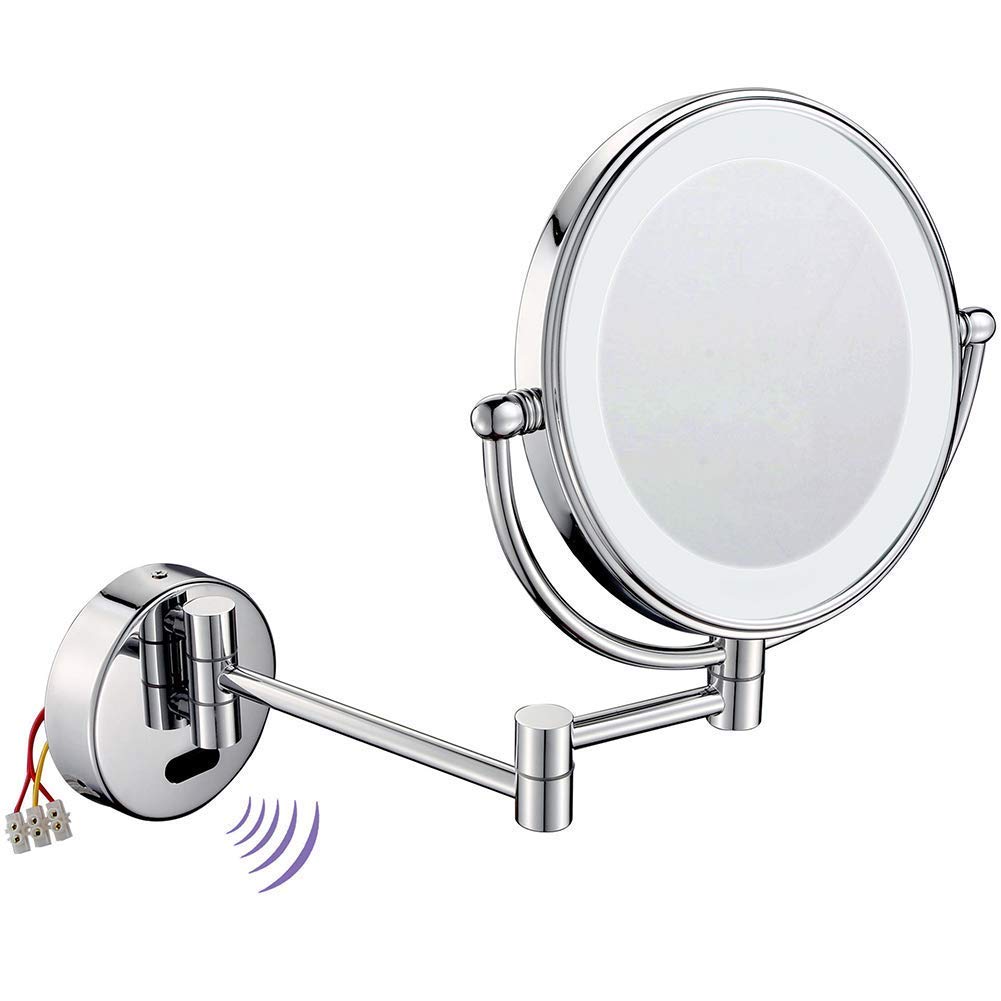 Miroir de maquillage mural FIDEMM en métal cuivre au design télescopique