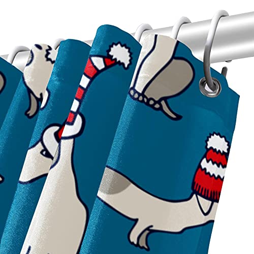 Rideau de douche teckel de Noël imperméable 168x183cm