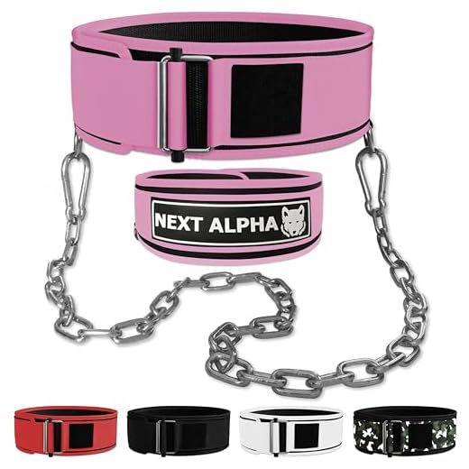 Next Alpha Combinación de Cinturón de Levantamiento de Pesas y Cinturón Dip – Cinturón Halterofilia Personalizado para Hombres y Mujeres – Hebilla de Cierre Automático y Liberación Rápida – Con Cadena