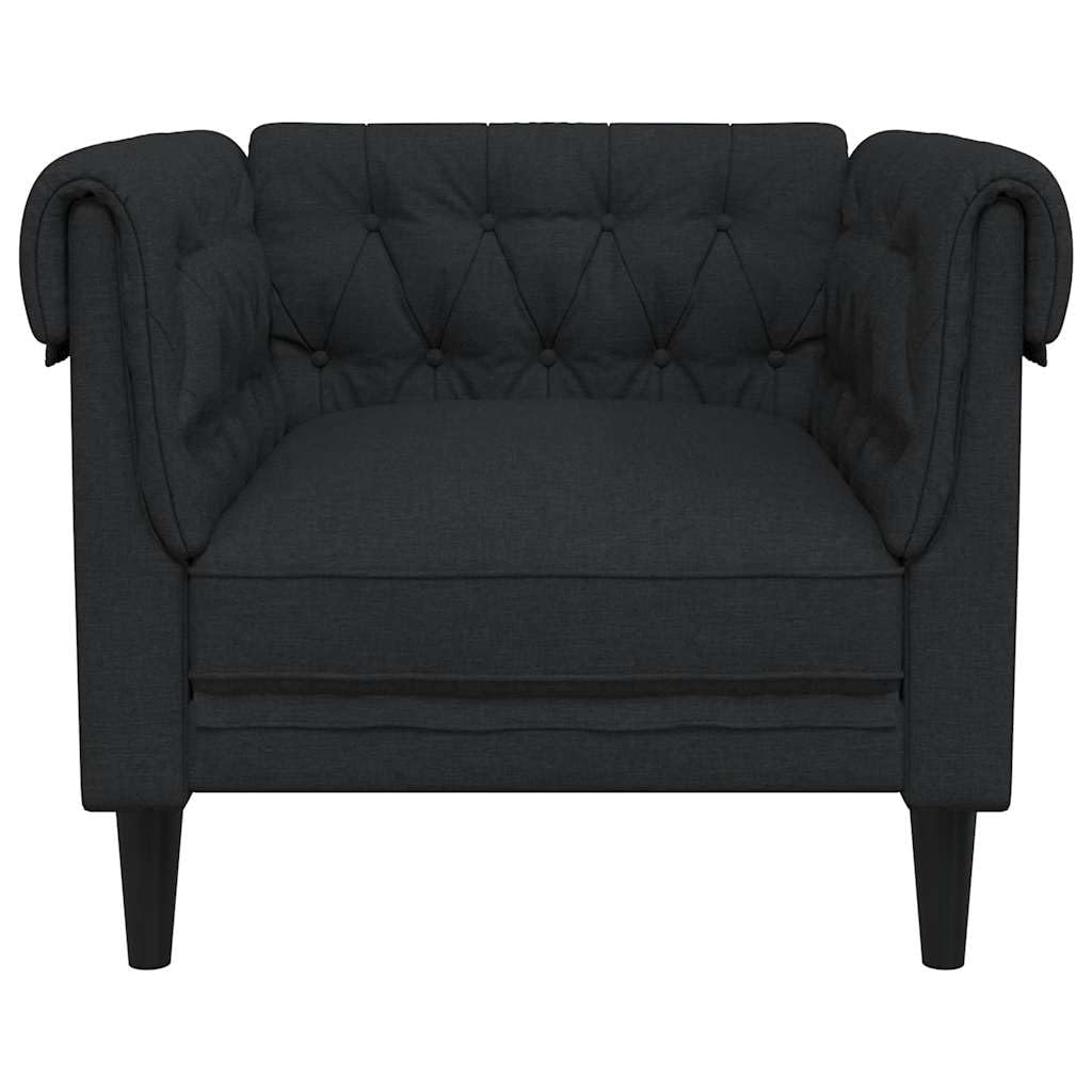 vidaXL Chesterfield Sessel, Polstersessel mit Armlehnen Rückenlehne Stützbeine, Loungesessel für Wohnzimmer, Clubsessel, Modern, Schwarz Stoff