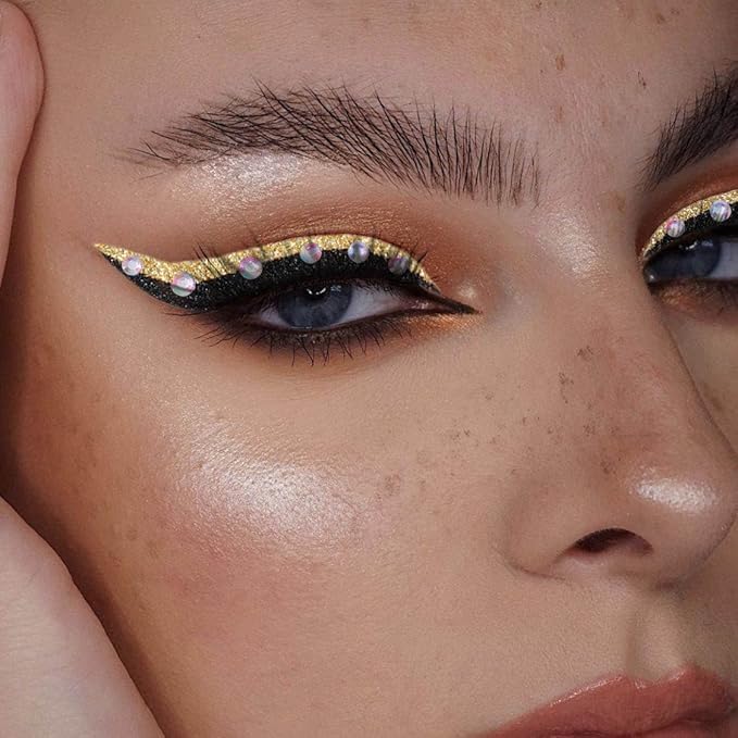 Glitter Eyeliner Stickers con Rhinestones adhesivos, 15 pares miniatura 2