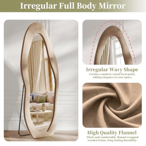 Image of Koonmi Full Length Mirror 71 inchx30 inch, Irregular Flannel Floor Mirrors
