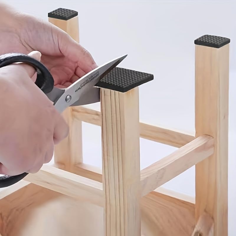 2PC Chair Leg Pads Self Adhesive Rubber Furniture Protectors Anti Slip Scratch Resistant Silent Floor Guards Cut to Fit for Home Office Sofa Table