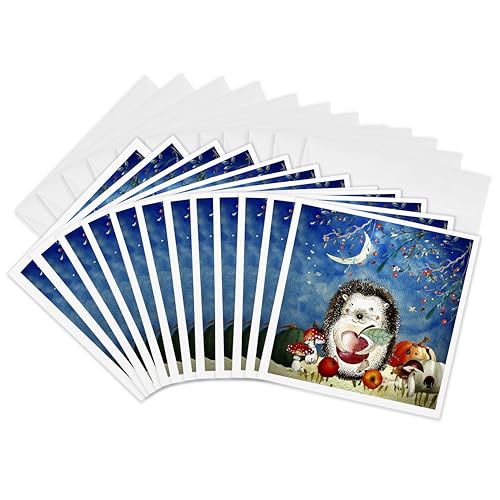 3dRose �O���[�e�B���O�J�[�h - �X�̗F�B - �H�̐X�̒��̃n���l�Y�~ - 6 x 6�C���` 12���Z�b�g (gc_263194_2)