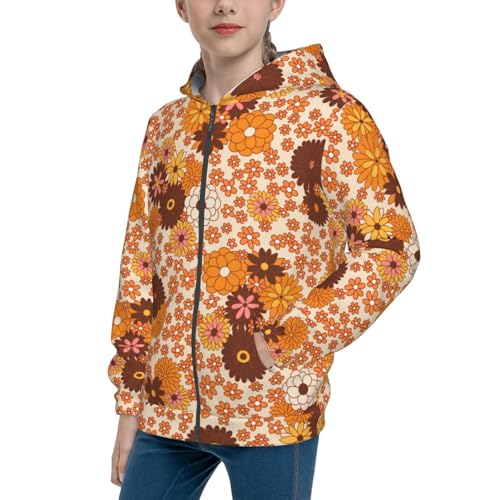 Hippie Ditsy Floral Kid Hoodies Boys Zip Up Sweatshirts Girls