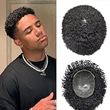 Afro Toupee for Black Men Kinky Curly African American Men Hair Units 100% Brazilian Human Hair Piec