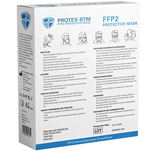 Protuxena FFP2 Maske, Medi-Air 5-Schicht-Filter-System, einzeln verpackt, schwarz, 10 Stück – Bild 3